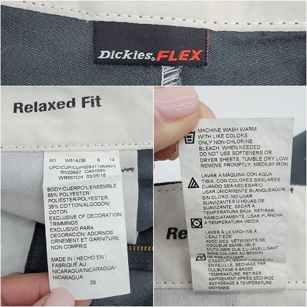 Dickies Flex Cargo Shorts Mens 30 Relaxed Fit Gray Pockets Twill Workwear - Picture 12 of 16
